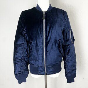 Aritzia TNA Alpha Industries Velvet Bomber Jacket Navy Blue Women's Size XS